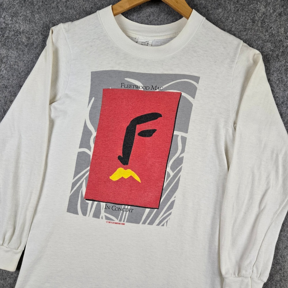 Vintage Fleetwood Mac Shirt Mens Small White Long Sleeve 1987 Tour Graphic 80s